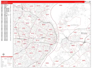 St Louis, MO RedLine style ZIP Code wall map