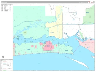 Biloxi, MS Classic style ZIP Code wall map