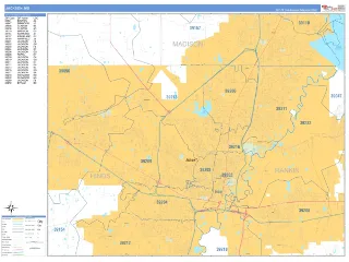 Jackson, MS Business Reference style ZIP Code wall map