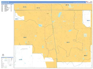 Southaven, MS Business Reference style ZIP Code wall map