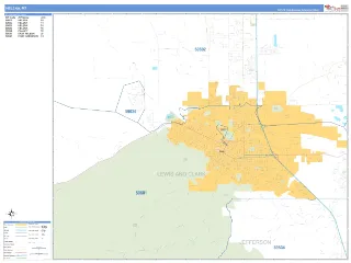 Helena, MT Business Reference style ZIP Code wall map