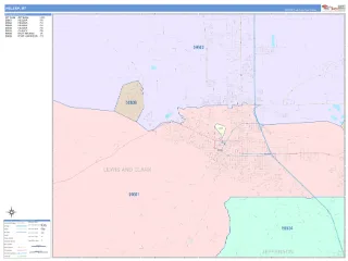 Helena, MT ColorCast style ZIP Code wall map