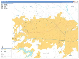Burlington, NC Business Reference style ZIP Code wall map