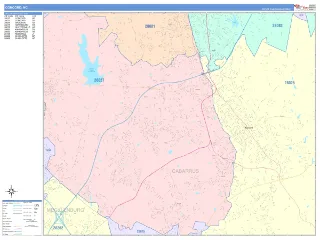 Concord, NC ColorCast style ZIP Code wall map