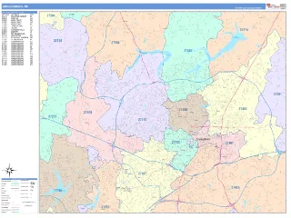 Greensboro, NC ColorCast style ZIP Code wall map