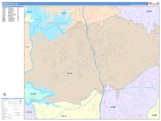 Huntersville, NC ColorCast style ZIP Code wall map