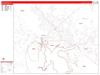 Jacksonville, NC RedLine style ZIP Code wall map