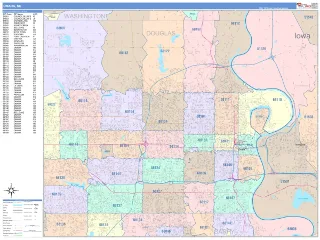 Omaha, NE ColorCast style ZIP Code wall map