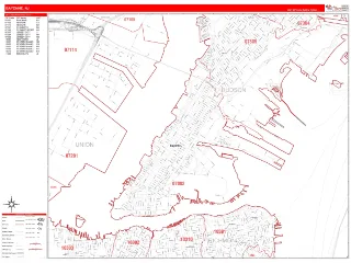 Bayonne, NJ RedLine style ZIP Code wall map