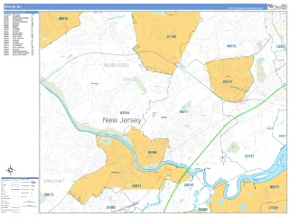 Edison, NJ Business Reference style ZIP Code wall map