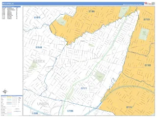 Irvington, NJ Business Reference style ZIP Code wall map