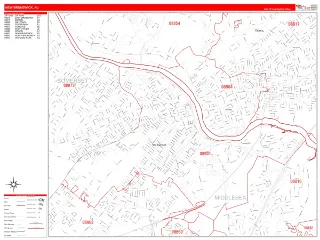New Brunswick, NJ RedLine style ZIP Code wall map