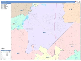 Old Bridge, NJ ColorCast style ZIP Code wall map