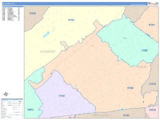 Plainfield, NJ ColorCast style ZIP Code wall map