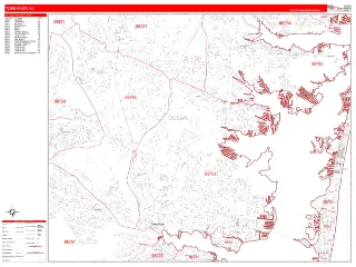 Toms River, NJ RedLine style ZIP Code wall map