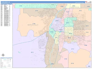 Albuquerque, NM ColorCast style ZIP Code wall map