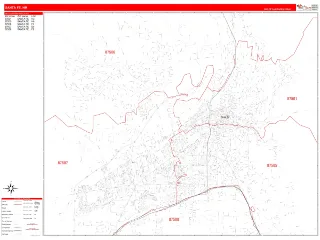 Santa Fe, NM RedLine style ZIP Code wall map