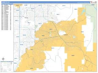 Henderson, NV Business Reference style ZIP Code wall map