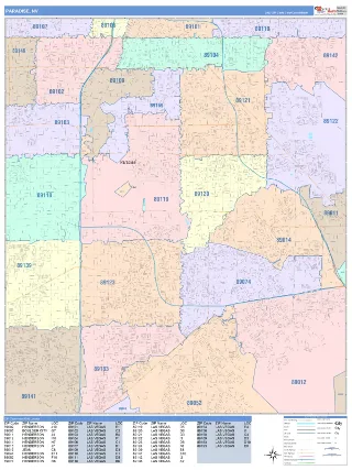 Paradise, NV ColorCast style ZIP Code wall map