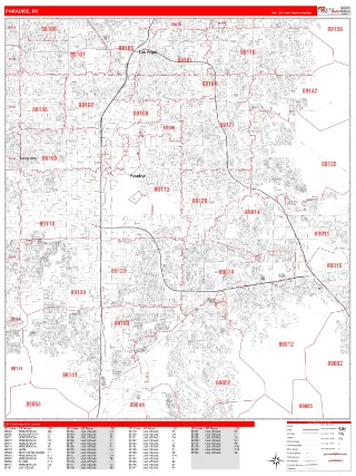 Paradise, NV RedLine style ZIP Code wall map