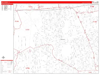 Brentwood, NY RedLine style ZIP Code wall map
