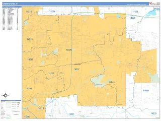 Cheektowaga, NY Business Reference style ZIP Code wall map