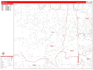 Greece, NY RedLine style ZIP Code wall map