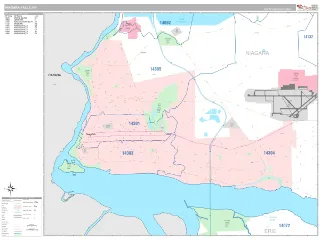 Niagara Falls, NY Classic style ZIP Code wall map