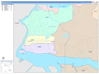 Niagara Falls, NY ColorCast style ZIP Code wall map
