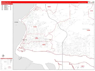 Niagara Falls, NY RedLine style ZIP Code wall map