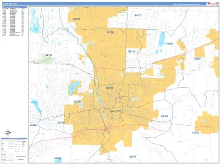 Canton, OH Business Reference style ZIP Code wall map