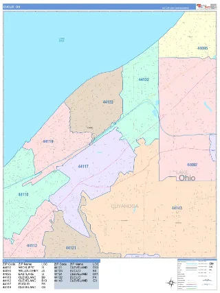 Euclid, OH ColorCast style ZIP Code wall map