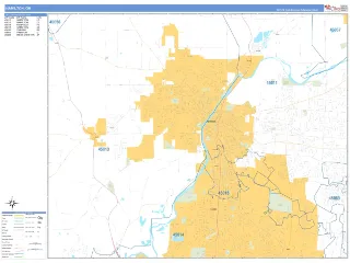 Hamilton, OH Business Reference style ZIP Code wall map