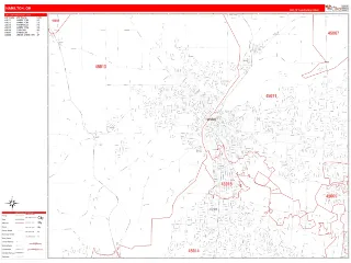 Hamilton, OH RedLine style ZIP Code wall map