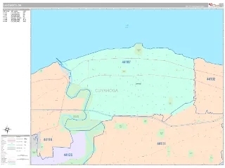 Lakewood, OH Classic style ZIP Code wall map