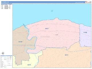 Lakewood, OH ColorCast style ZIP Code wall map