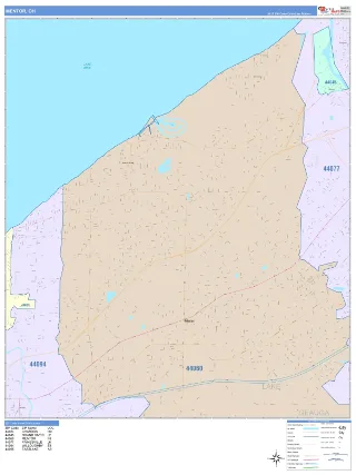 Mentor, OH ColorCast style ZIP Code wall map