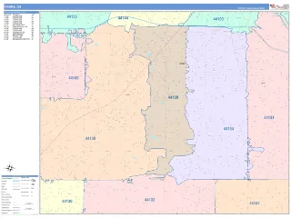 Parma, OH ColorCast style ZIP Code wall map