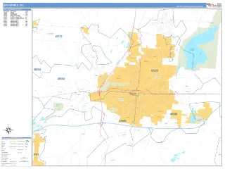 Springfield, OH Business Reference style ZIP Code wall map