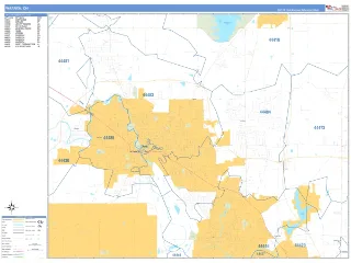 Warren, OH Business Reference style ZIP Code wall map