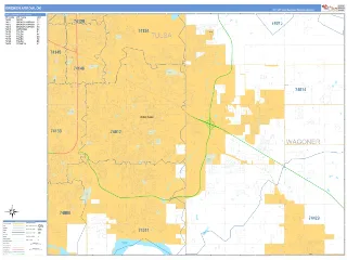 Broken Arrow, OK Business Reference style ZIP Code wall map