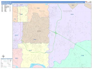 Broken Arrow, OK ColorCast style ZIP Code wall map