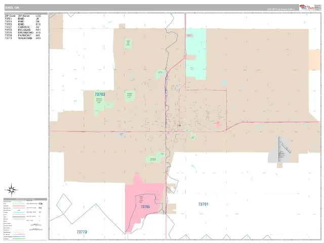 Enid, OK ZIP Code Wall Map, Classic style