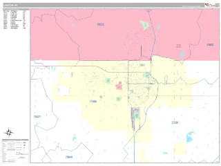 Lawton, OK Classic style ZIP Code wall map