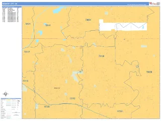 Midwest City, OK Business Reference style ZIP Code wall map
