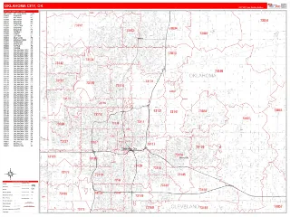 Oklahoma City, OK RedLine style ZIP Code wall map
