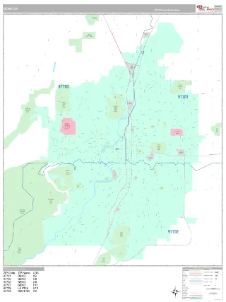 Bend, OR Classic style ZIP Code wall map