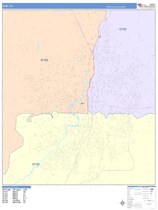 Bend, OR ColorCast style ZIP Code wall map
