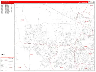 Hillsboro, OR RedLine style ZIP Code wall map