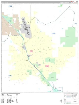 Medford, OR Classic style ZIP Code wall map